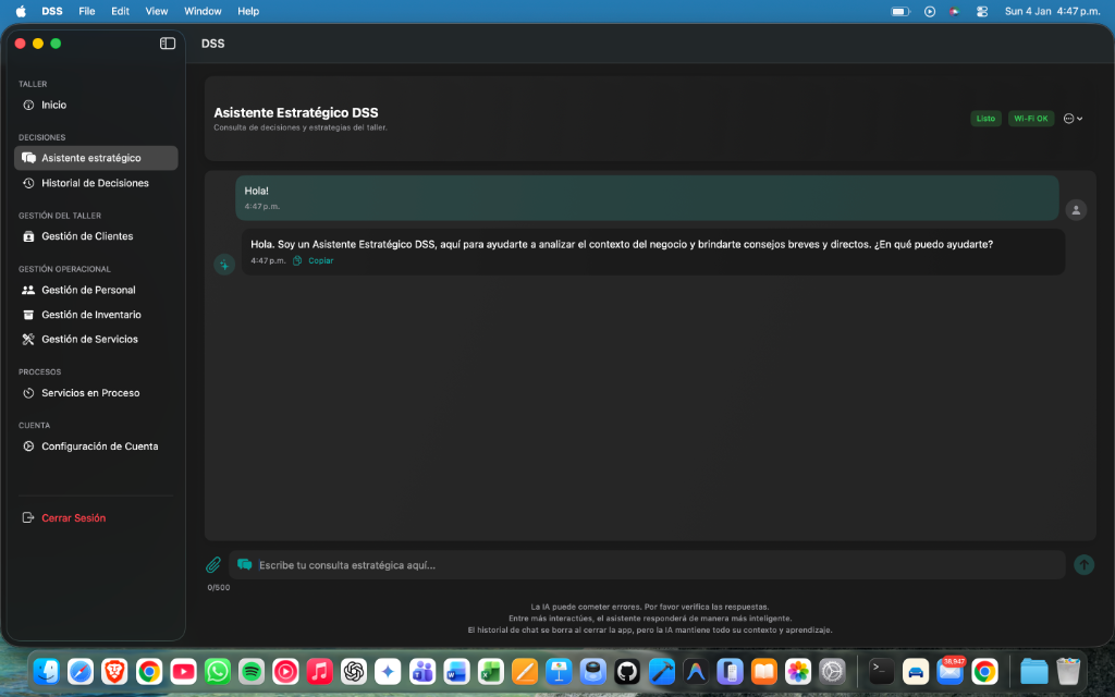Interfaz Chat IA DSS