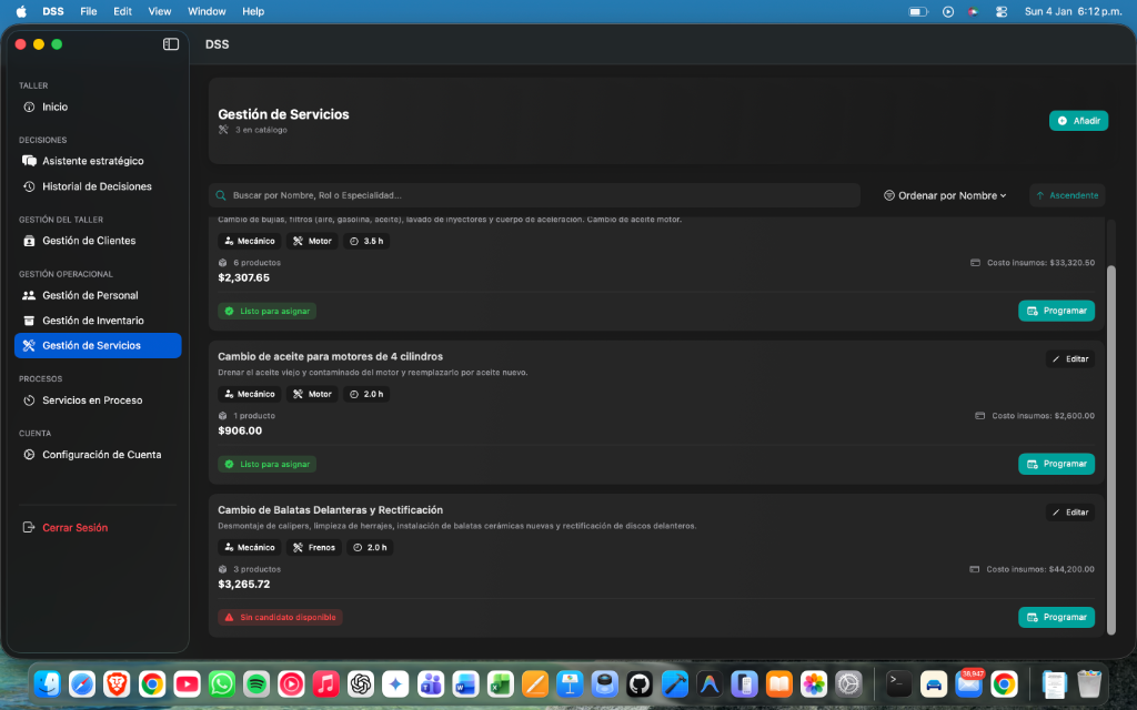 Gestión de Servicios y Agenda